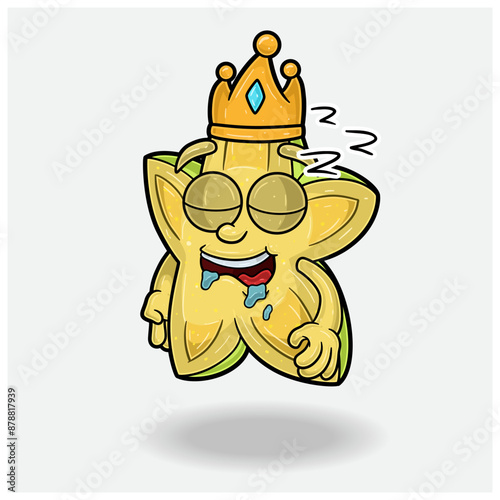Star Fruit Mascot Character Cartoon With Sleep expression. For brand, label, packaging and product.