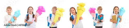 Set of little students with...