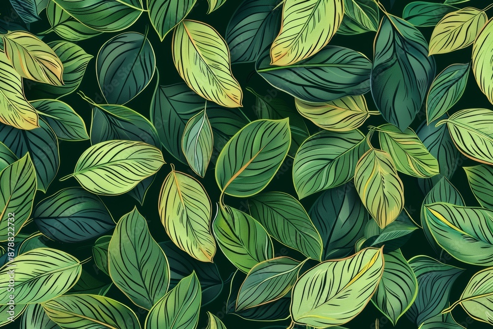 custom made wallpaper toronto digitalIllustration in retro style. Monochrome colors. Stock footage. Seamless pattern with abstract leaves. Illustration in retro style.