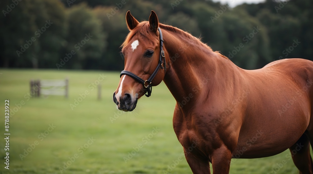 Fototapeta premium Concept photo of a brown horse with space for text