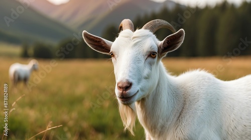 Concept photo of a close-up goat portrait 