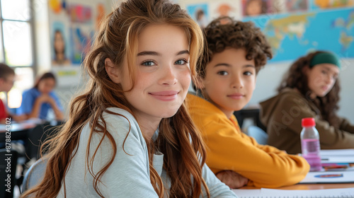Engaged and happy students in the classroom