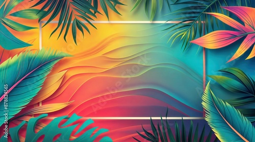 Tropical Summer Background With Palm Leaves