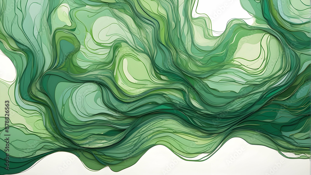 Abstract green wavy lines resembling fluid art Abstract green wavy lines resembling fluid art