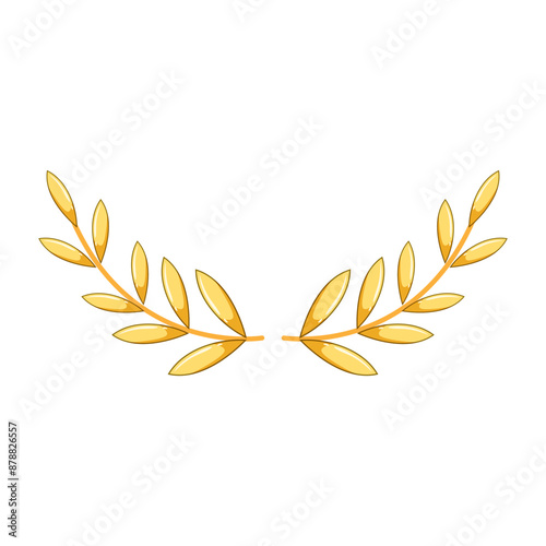 victory gold laurel cartoon. trophy wreath, emblem symbol, leaf en victory gold laurel sign. isolated symbol vector illustration
