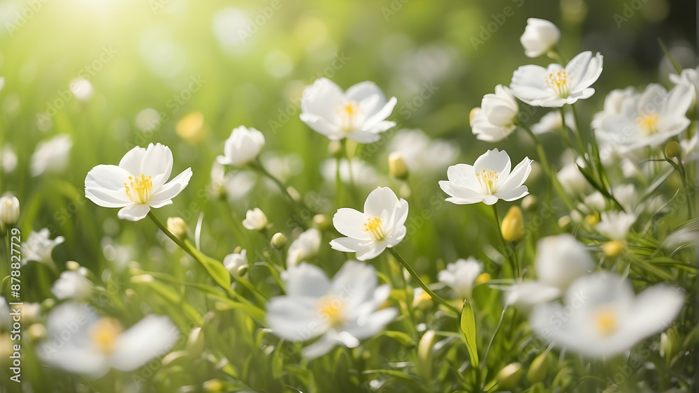 Serenity in a field of white flowers Serenity in a field of white flowers
