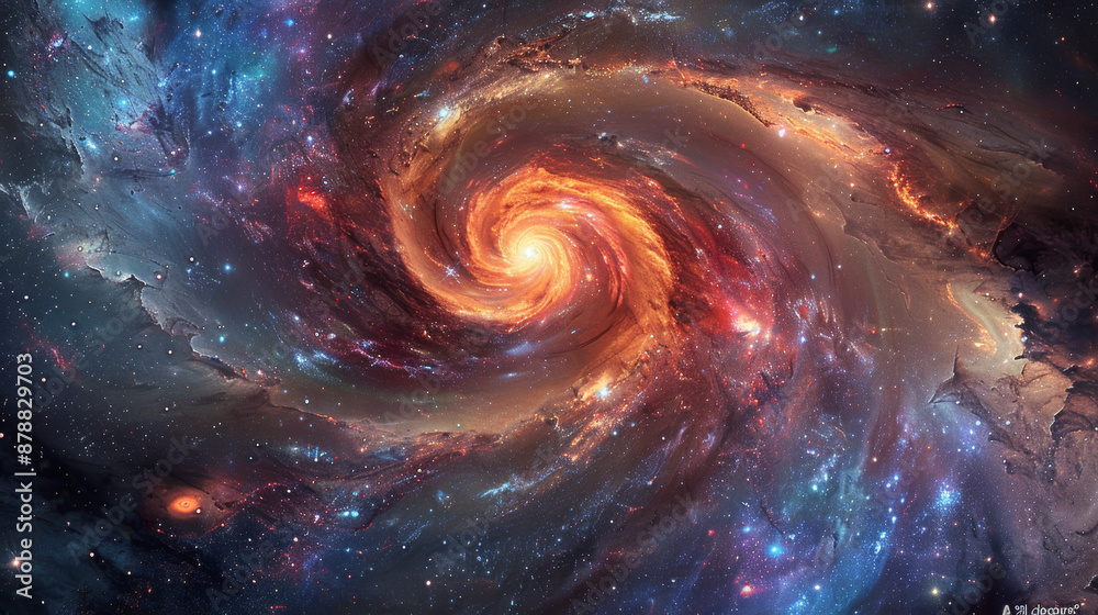 Vibrant colorful spiral galaxy in deep space, with stars and nebulae swirling around it. Space background Vibrant colorful spiral galaxy in deep space, with stars and nebulae swirling around it. Space background