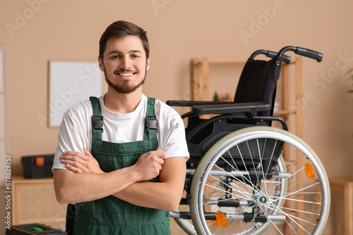 Male worker with wrench rep...