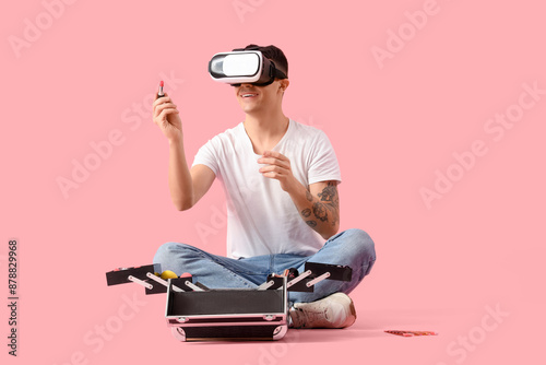 Male makeup artist in VR gl...