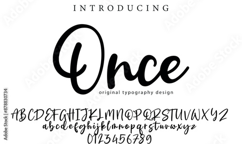 Once Font Stylish brush painted an uppercase vector letters, alphabet, typeface