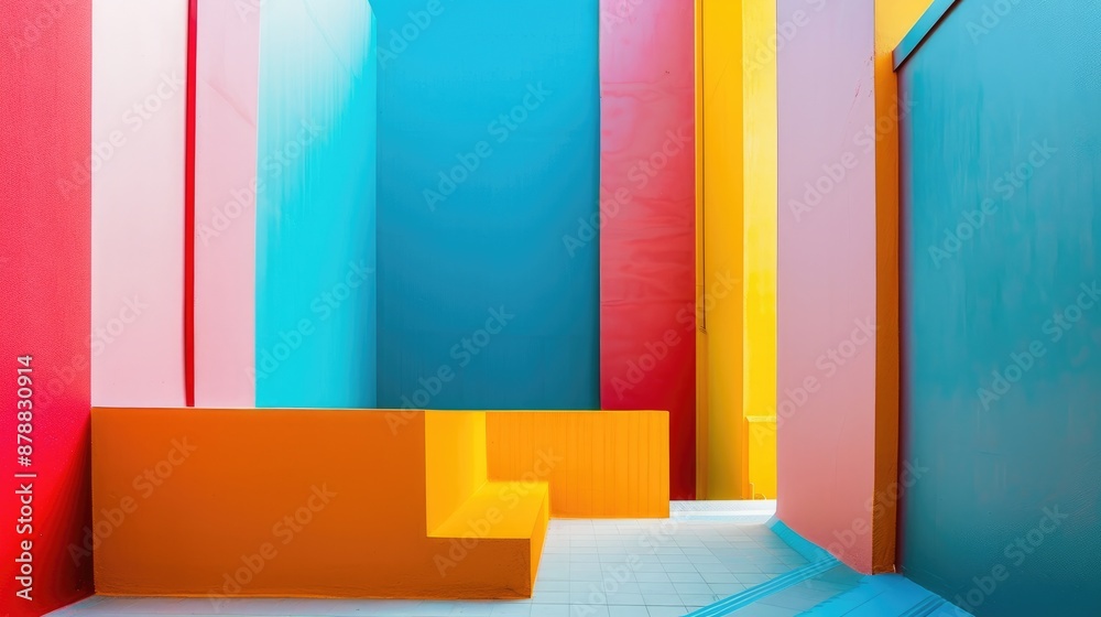 Geometric shapes with vibrant block colors