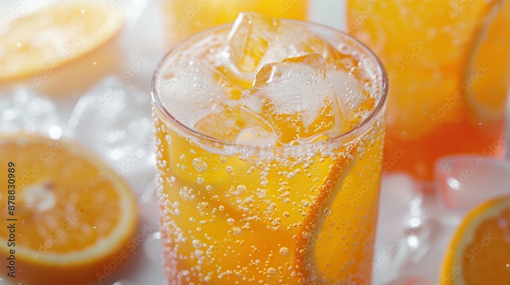 Refreshing Orange Drink with Ice Cubes Refreshing Orange Drink with Ice Cubes