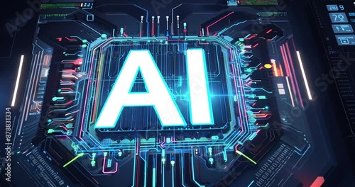 Big data environment with innovative circuit board written AI in the middle of the system