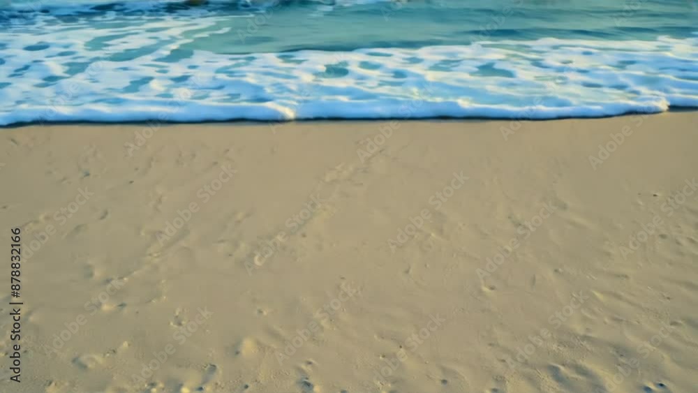 sand leading towards the ocean, capturing the essence of a peaceful beach stroll sand leading towards the ocean, capturing the essence of a peaceful beach stroll