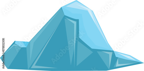 Cartoon iceberg floating in ocean, global warming and climate change concept