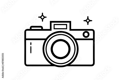 Camera solid icon. Professional photocamera with flash. Festive Event and Show vector design concept, glyph style pictogram on white background, use for web and app. Eps 10. stock illustration