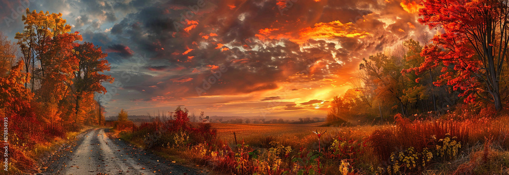 Beautiful Fall Landscape in Landscape format for background Beautiful Fall Landscape in Landscape format for background