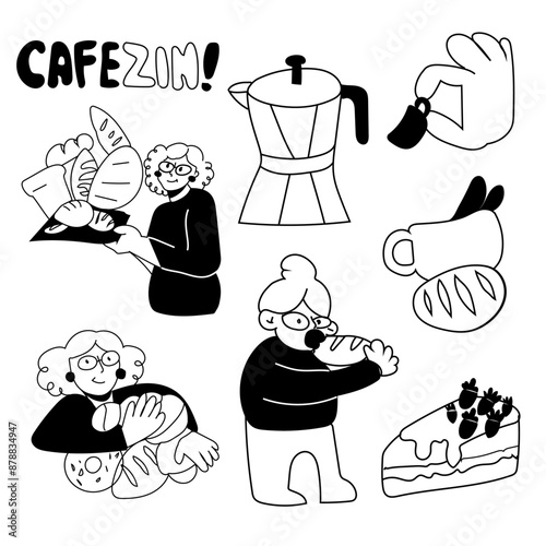 Cartela Ilustrações Café e Padaria da Vovó 