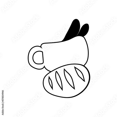 Café e Pão Ilustração Sticker