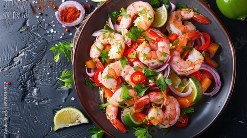 Vibrant Shrimp Ceviche with Fresh Vegetables and Lime
