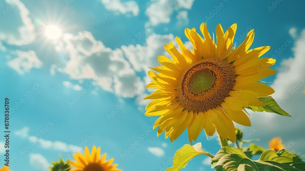 Obraz premium A field of sunflowers, reaching for the sun. A symbol of hope, beauty, and happiness.