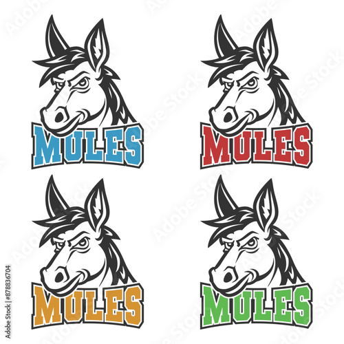 Mules Illustration Clip Art Design Shape. Mascot Silhouette Icon Vector.	
