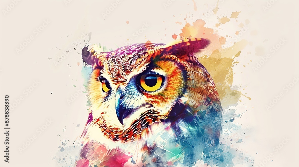 Watercolor_Celeste_owl_clipart_Illustration_Generative_Ai Watercolor_Celeste_owl_clipart_Illustration_Generative_Ai