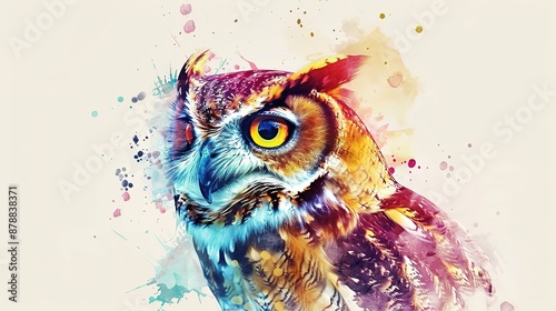 Watercolor_Celeste_owl_clipart_Illustration_Generative_Ai