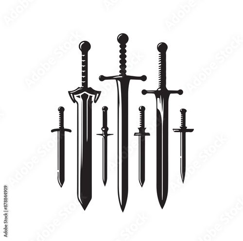 set of swords silhouettes vector illustration