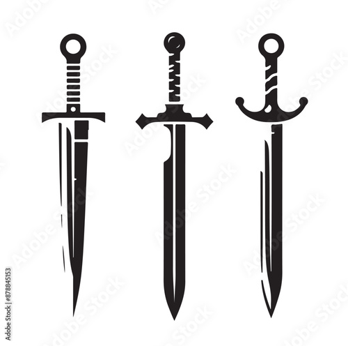 set of swords silhouettes vector illustration