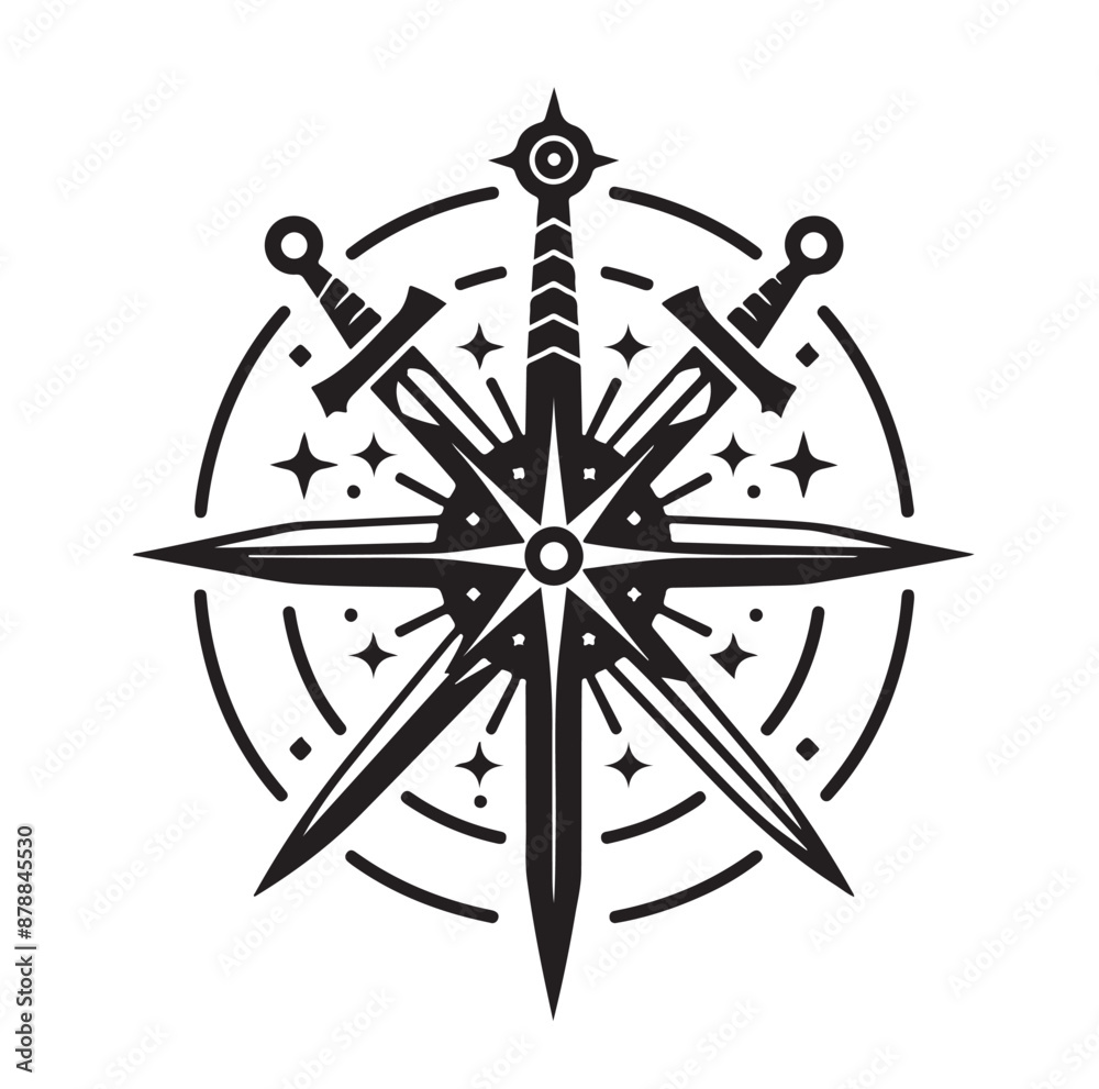 Fototapeta premium set of swords silhouettes vector illustration