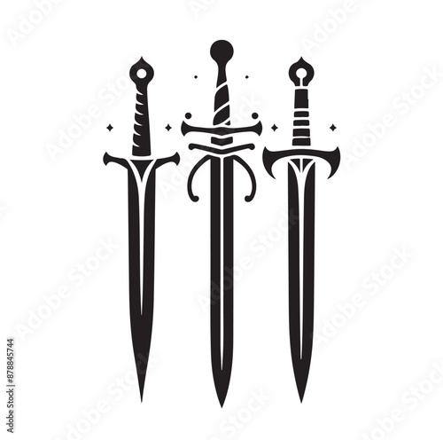 set of swords silhouettes vector illustration