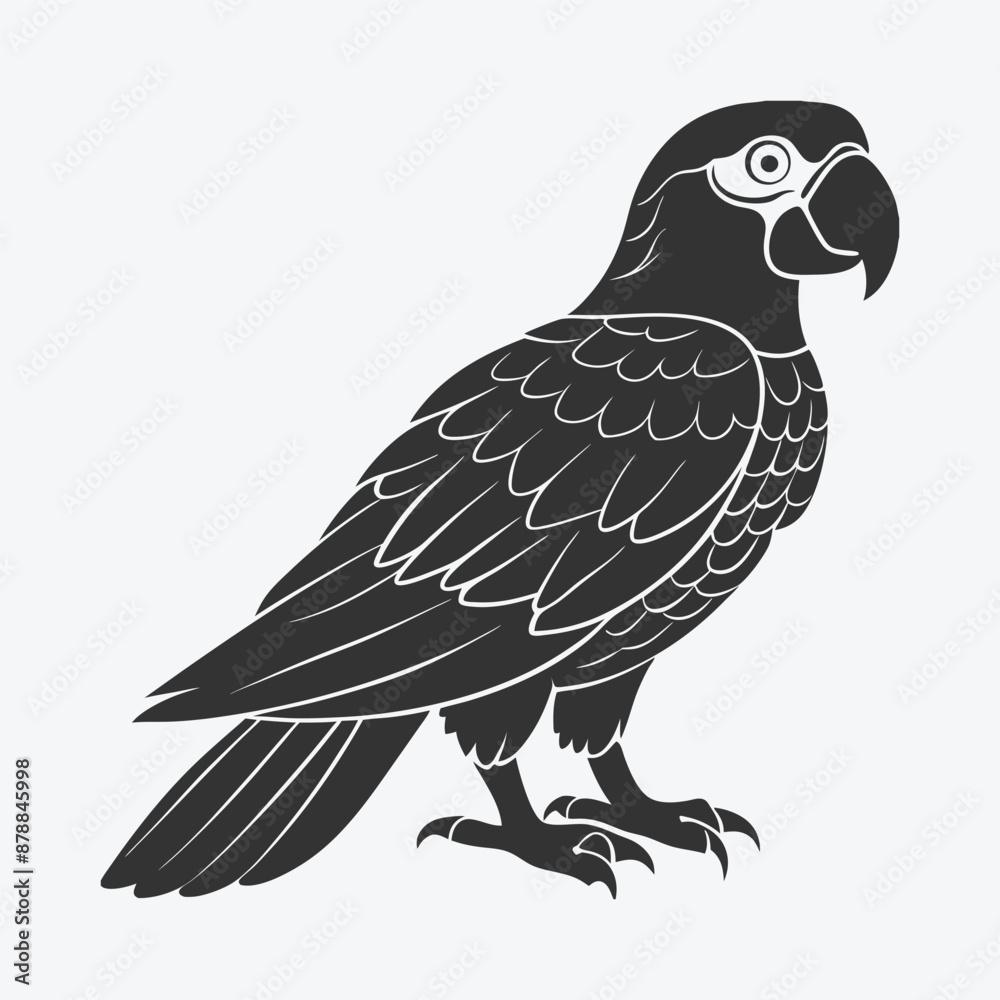Fototapeta premium Majestic Parrot Silhouette Vector Illustration for Design and Decor