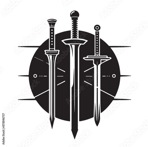 set of swords silhouettes vector illustration