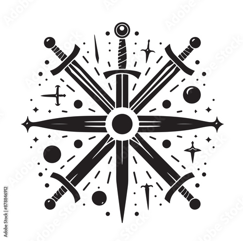 set of swords silhouettes vector illustration