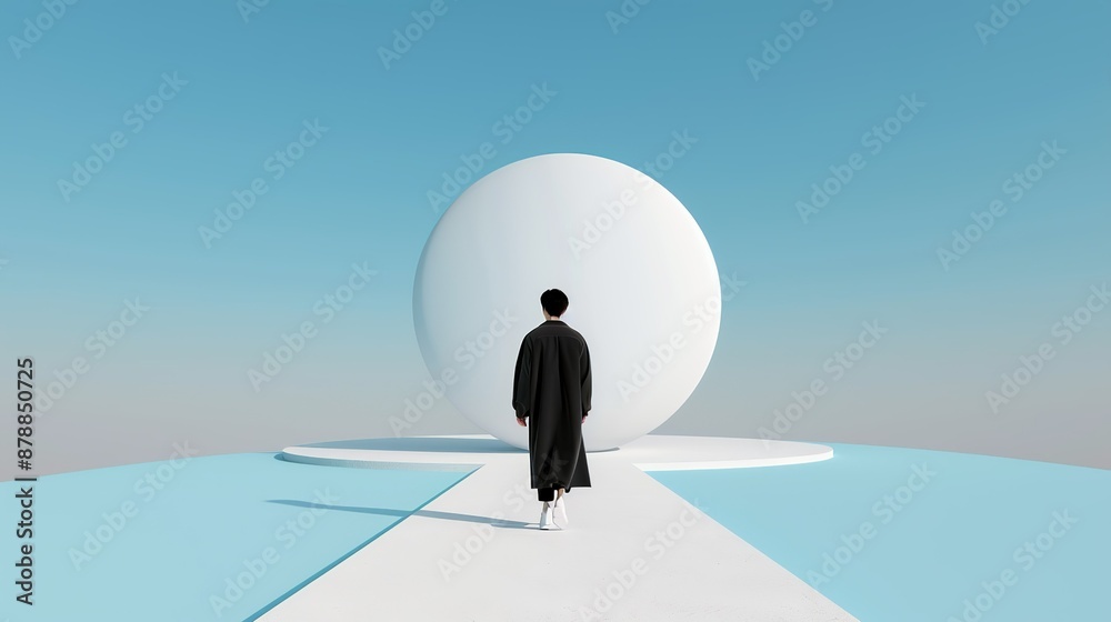 Portraits illustrating the journey to success and fulfillment, ideal for themes of progress and achievement. High Resolution picture, , Minimalism,