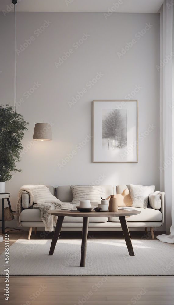 Minimalist scandinavian interior design of modern living room Minimalist scandinavian interior design of modern living room