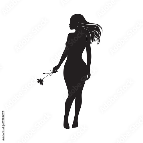 Silhouette of girl with flower