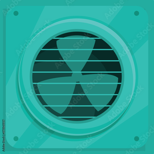 Round ventilator is embedded in a square panel, providing fresh air to the room