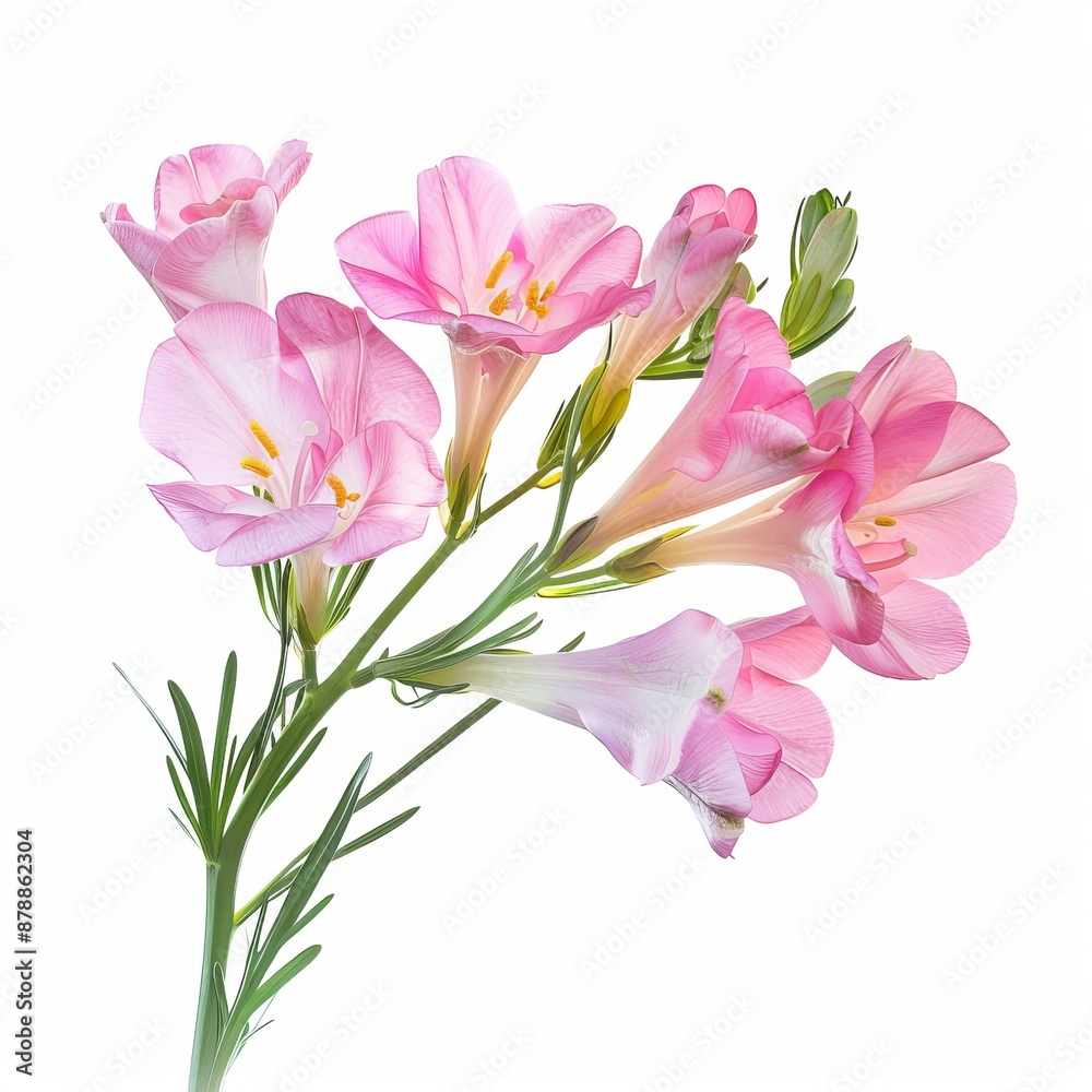 Pink Freesia Isolated on White Background. Beautiful Freesia Flower Pink Freesia Isolated on White Background. Beautiful Freesia Flower