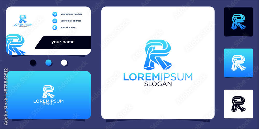 collection of initials letter R abstract monogram with gradient colors business card vector design logo collection of initials letter R abstract monogram with gradient colors business card vector design logo
