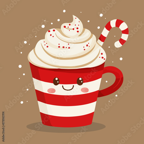 Cute Cartoon Peppermint Flavored Latte/Hot Chocolate/Mocha Food Character 
