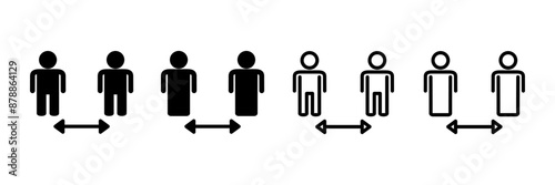 Social distancing icon vector isolated on white background. Keep distance sign. Coronavirus. Social Distancing and Self Quarantine.