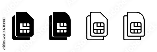Sim card icon vector isolated on white background. Mobile slot icon. Mobile cellular phone sim card chip.