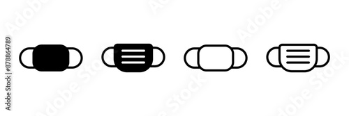 Mask icon vector isolated on white background. Man face with mask icon. Safety breathing masks. Industrial safety N95 mask. Medical mask vector icon.