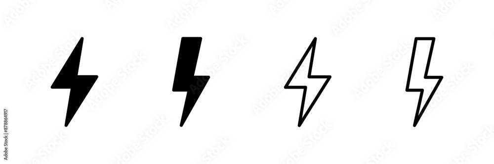 Lightning icon vector isolated on white background. Bolt icon vector. Energy and thunder electric icon