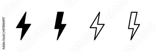 Lightning icon vector isolated on white background. Bolt icon vector. Energy and thunder electric icon