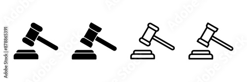 Gavel icon vector isolated on white background. Hammer icon vector. Judge Gavel Auction Icon Vector. Bid