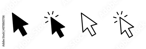 Click icon vector isolated on white background. Cursor icon. Computer mouse click cursor black arrow icons. pointer arrow
