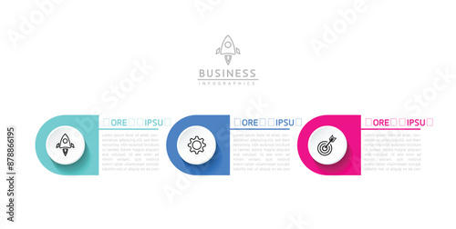 Vector infographic business presentation template connected with 3 options